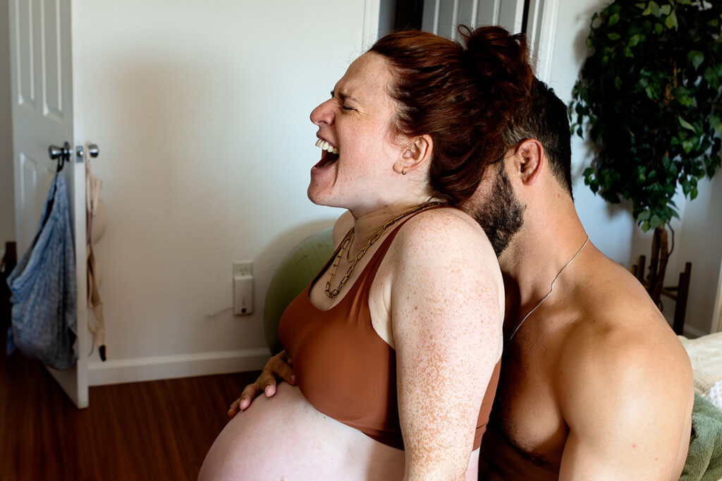 a woman screaming during labor.